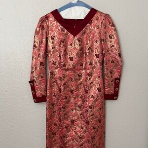 Vintage 1960s 1970s Brocade and Satin Evening Gown